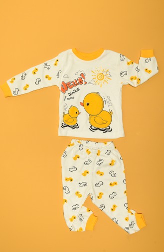 Süpermini Çocuk Ördek Pijama Takımı	 C80907-01 Sarı