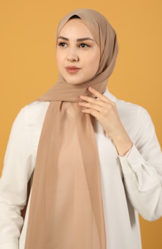 Düz Krep Şal 1010-04 Koyu Bej