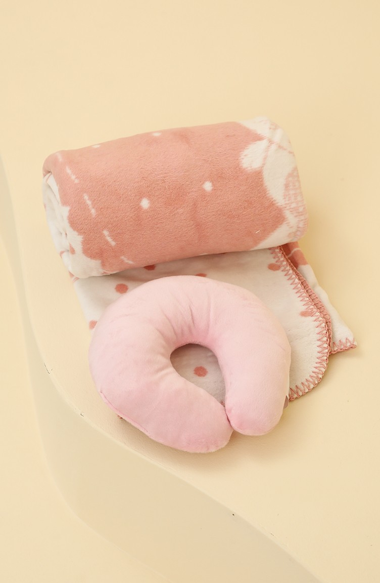 Irk Ilkcemre Golden Boyunluklu Pamuk Bebek Battaniyesi C 02 Pembe Krem 02 Sefamerve