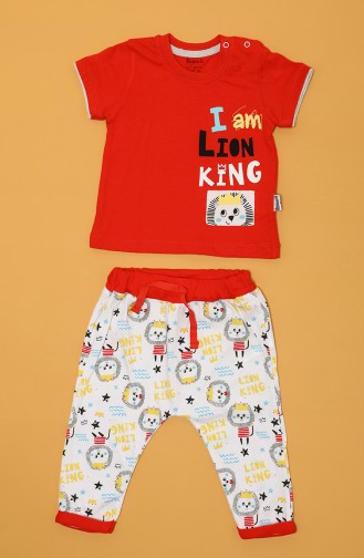 Miniword 14963 Erkek Aslan Kral Pijama Takım C80666-01 Kırmızı