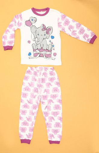 Süpermini Çocuk Filli Pijama Takımı C80938-03 Lila