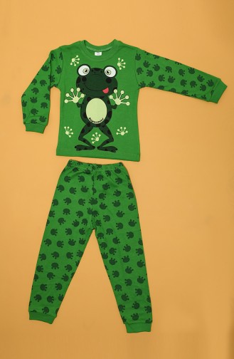 Süpermini Çocuk Kurbağlı Pijama Takımı C80940-01 Yeşil