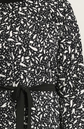 Büyük Beden Desenli Tunik Pantolon İkili Takım 2600-01 Lacivert