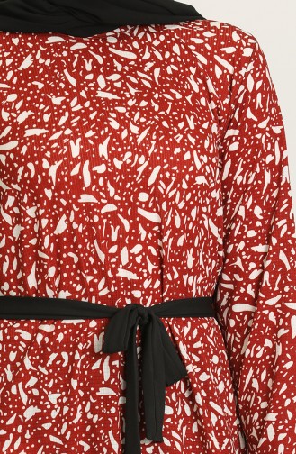 Büyük Beden Desenli Tunik Pantolon İkili Takım 2600-02 Kiremit
