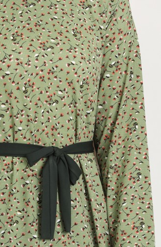 Büyük Beden Desenli Tunik Pantolon İkili Takım 2600B-02 Çağla Yeşili