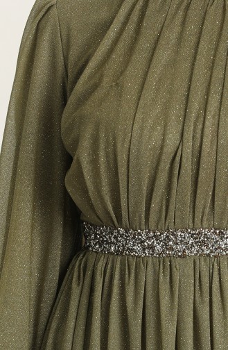 Khaki Hijab Evening Dress 4871-01