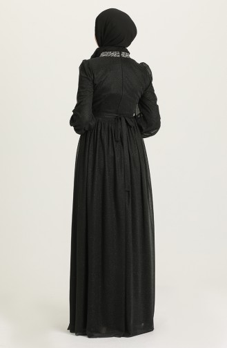 Black Hijab Evening Dress 4871-02