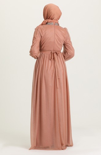 Dusty Rose Hijab Evening Dress 4871-03