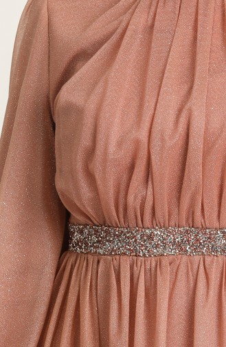 Dusty Rose Hijab Evening Dress 4871-03