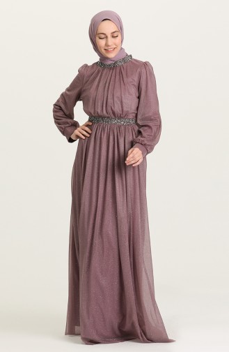 Dark Violet Hijab Evening Dress 4871-07