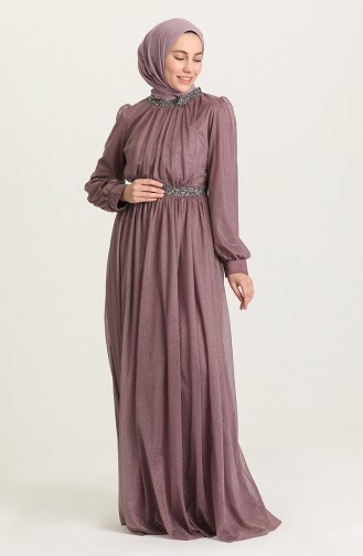Dark Violet Hijab Evening Dress 4871-07