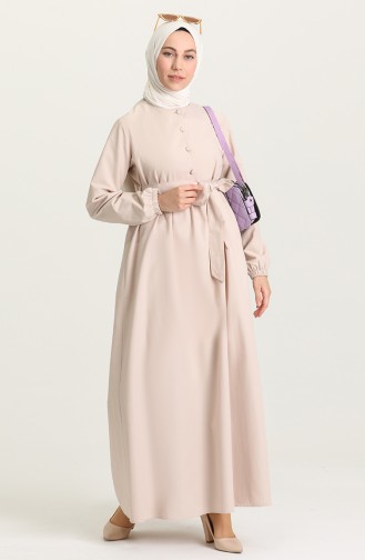 Beige Hijab Kleider 6890-02
