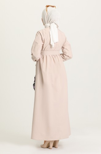 Beige Hijab Kleider 6890-02