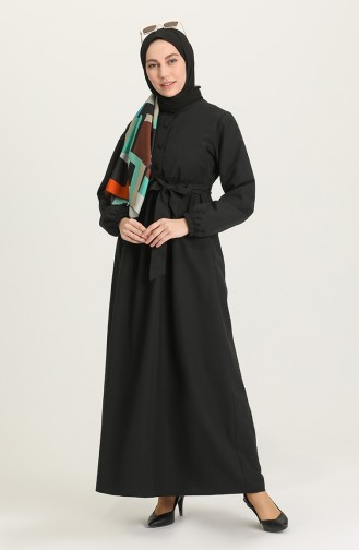 Schwarz Hijab Kleider 6890-04