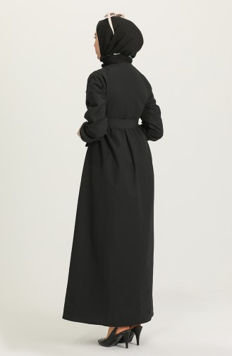 Schwarz Hijab Kleider 6890-04