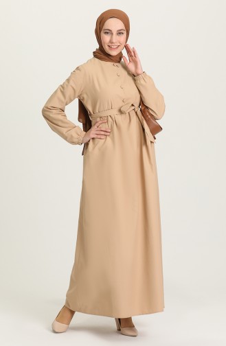 Milk Coffee Hijab Dress 6890-05