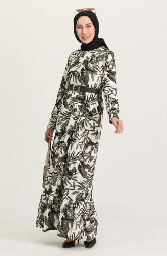 Khaki Hijab Kleider 7021-04
