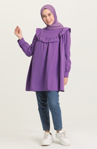 Pelerinli Tunik 1515-03 Mor