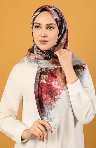 Elmina Desenli Pamuk Eşarp 792-102 Gri
