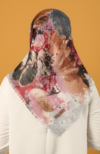 Elmina Desenli Pamuk Eşarp 792-102 Gri
