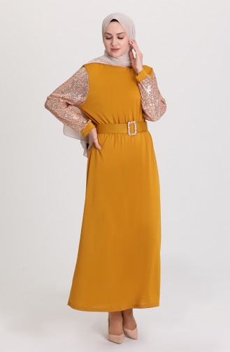 Mustard Hijab Dress 8061-06