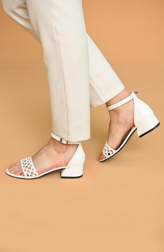 Bayan Yazlık Ayakkabı Y5-1-06 Beyaz Kroko Beyaz Hasır