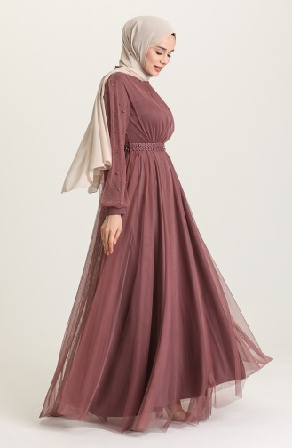 Dark Dusty Rose Hijab Evening Dress 5514-02