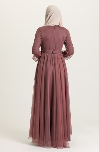 Dark Dusty Rose Hijab Evening Dress 5514-02