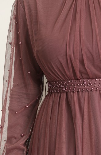 Dark Dusty Rose Hijab Evening Dress 5514-02