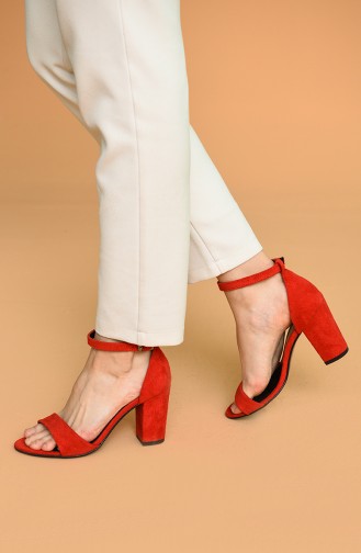 Bayan Topuklu Ayakkabı Y11-13-02 Kırmızı Süet