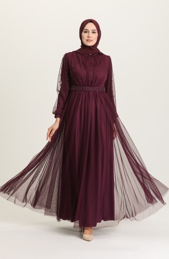 Purple Hijab Evening Dress 5514-09