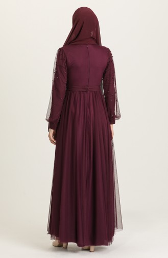 Purple Hijab Evening Dress 5514-09