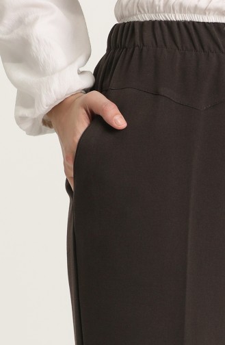Büyük Beden Cepli Düz Paça Pantolon 10002-03 Kahverengi