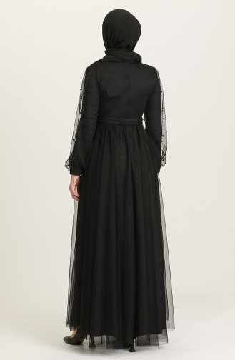 Black Hijab Evening Dress 5514-07