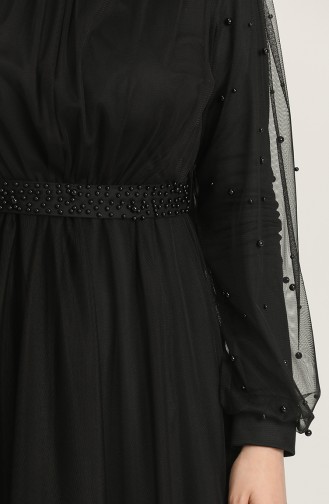 Black Hijab Evening Dress 5514-07