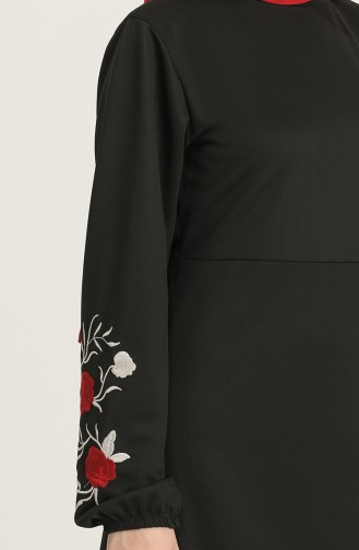 Schwarz Hijab Kleider 4009-01