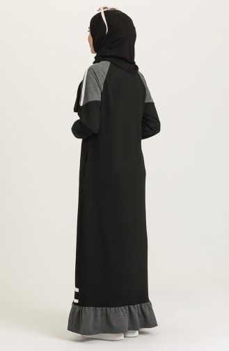 Schwarz Hijab Kleider 4101-04