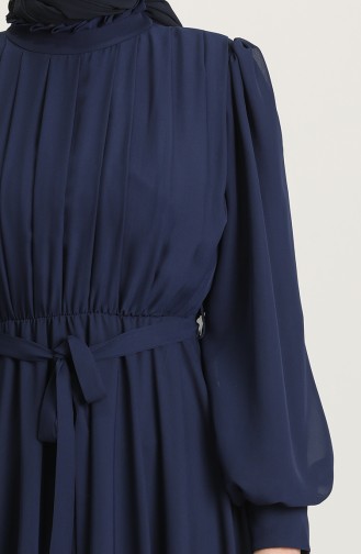 Beli Lastikli Abiye Elbise 4826-10 Lacivert