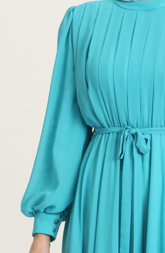 Turquoise Hijab Evening Dress 4826-12