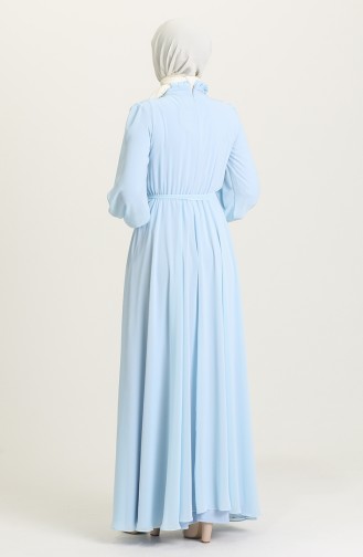 Baby Blue Hijab Evening Dress 4826-13