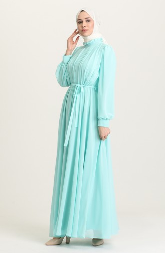 Mint green İslamitische Avondjurk 4826-14