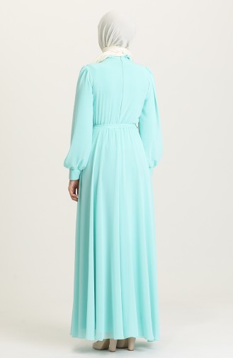 Mint Green Hijab Evening Dress 4826-14