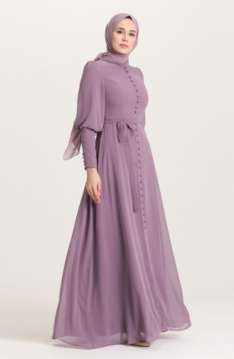 Violet Hijab Evening Dress 4865-02