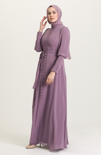 Violet Hijab Evening Dress 4865-02