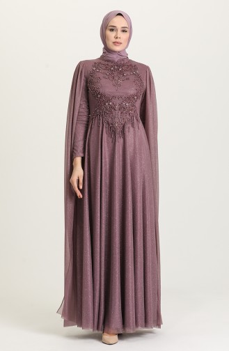 Dark Violet Hijab Evening Dress 4868-06