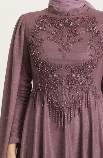 Dark Violet Hijab Evening Dress 4868-06