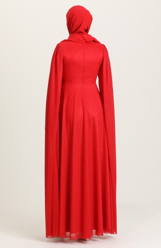 Claret Red Hijab Evening Dress 4868-07