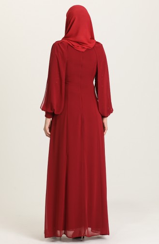 Weinrot Hijab-Abendkleider 4856-05