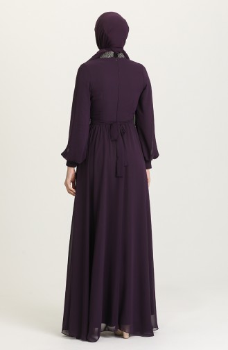 Dark Purple Hijab Evening Dress 5339-12