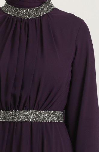 Dark Purple Hijab Evening Dress 5339-12